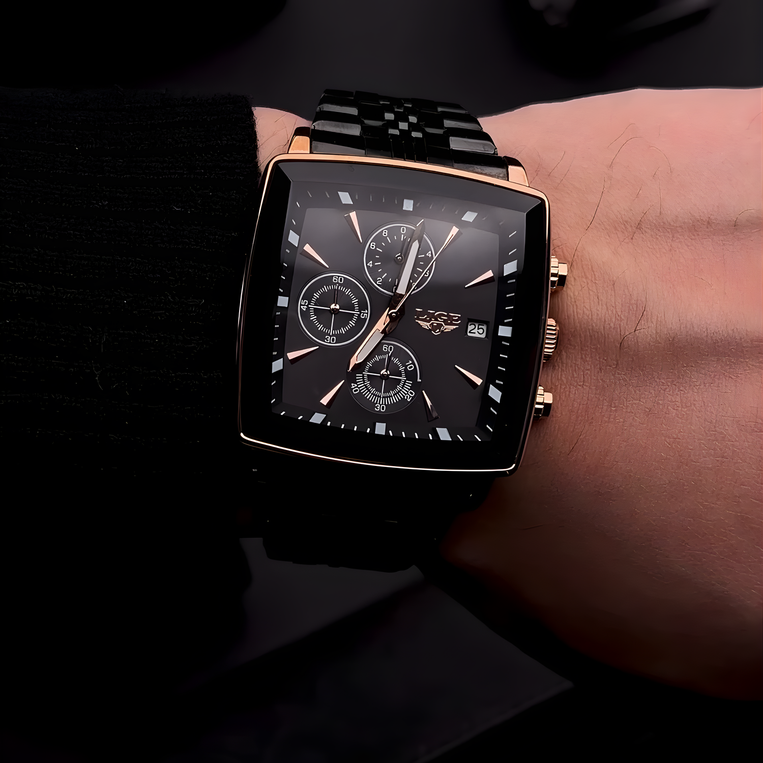 Executive watch on wrist